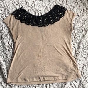 Crochet neck tee